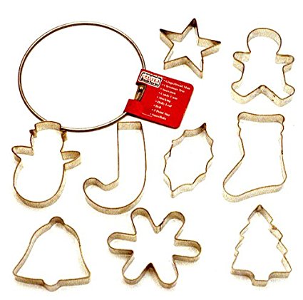 Kaiser Bakeware Patisserie Christmas Cookie Cutter Rings, Set of 9, Plus Storage Ring