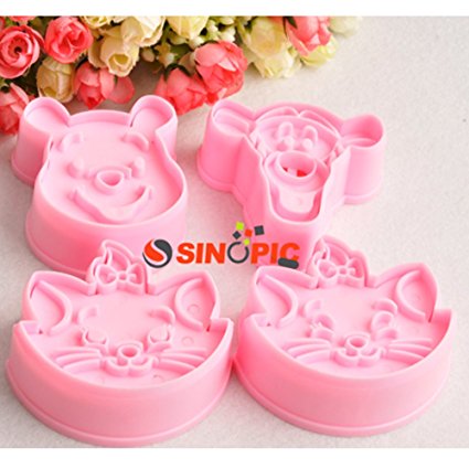 Cute Cookie Mold Fondant Cake Cutter Modelling DIY Tools Pooh,tiger & Marie Cat Plungers (Pooh & Tiger & Marie Cat)