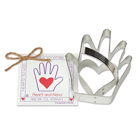 Heart 'n Hand Cookie and Fondant Cutter - Ann Clark - 2.6 Inches - US Tin Plated Steel