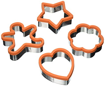 Uniware Cute Large 3 Inches Stainless Steel Cookie Cutter Set of 4 (Heart Cookie Cutter, Star Cookie Cutter and Flower Cookie Cutter, Ginger Bread Man Cookie Cutter) (Orange)