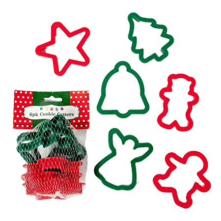 Set of 48 Plastic Christmas Cookie Cutters - 6 Fun Festive Designs - 2 Colors! (48)
