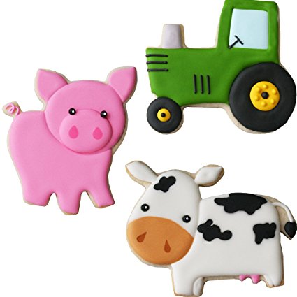 Sweet Elite Tools- Farm Stainless Steel Cookie Cutter Set: Pig, Tractor and Cow By Autumn Carpenter