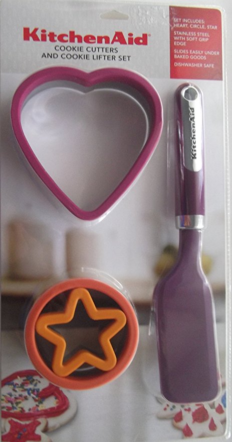 KitchenAid Cookie Cutters & Cookie Lifter Set : Plum/Purple Raspberry/Tangerine