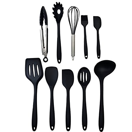 Bettli Silicone Kitchen Utensil Set, 10 Piece Best Kitchen Utensils, Non-Stick Cooking Utensils Set, Heat Resistant Kitchen Gadgets with Solid Core for Cooking Baking BBQ