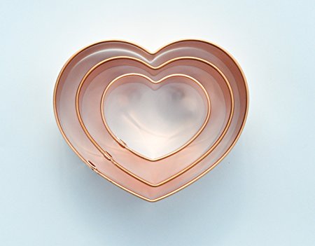 ecrandal Set of 3 Classic Heart copper cookie cutters